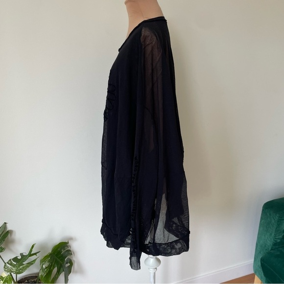 Rundholz Black Print Flock Listen Flowers Long Sleeve Mesh Cotton T-Shirt EUC S - Picture 6 of 12